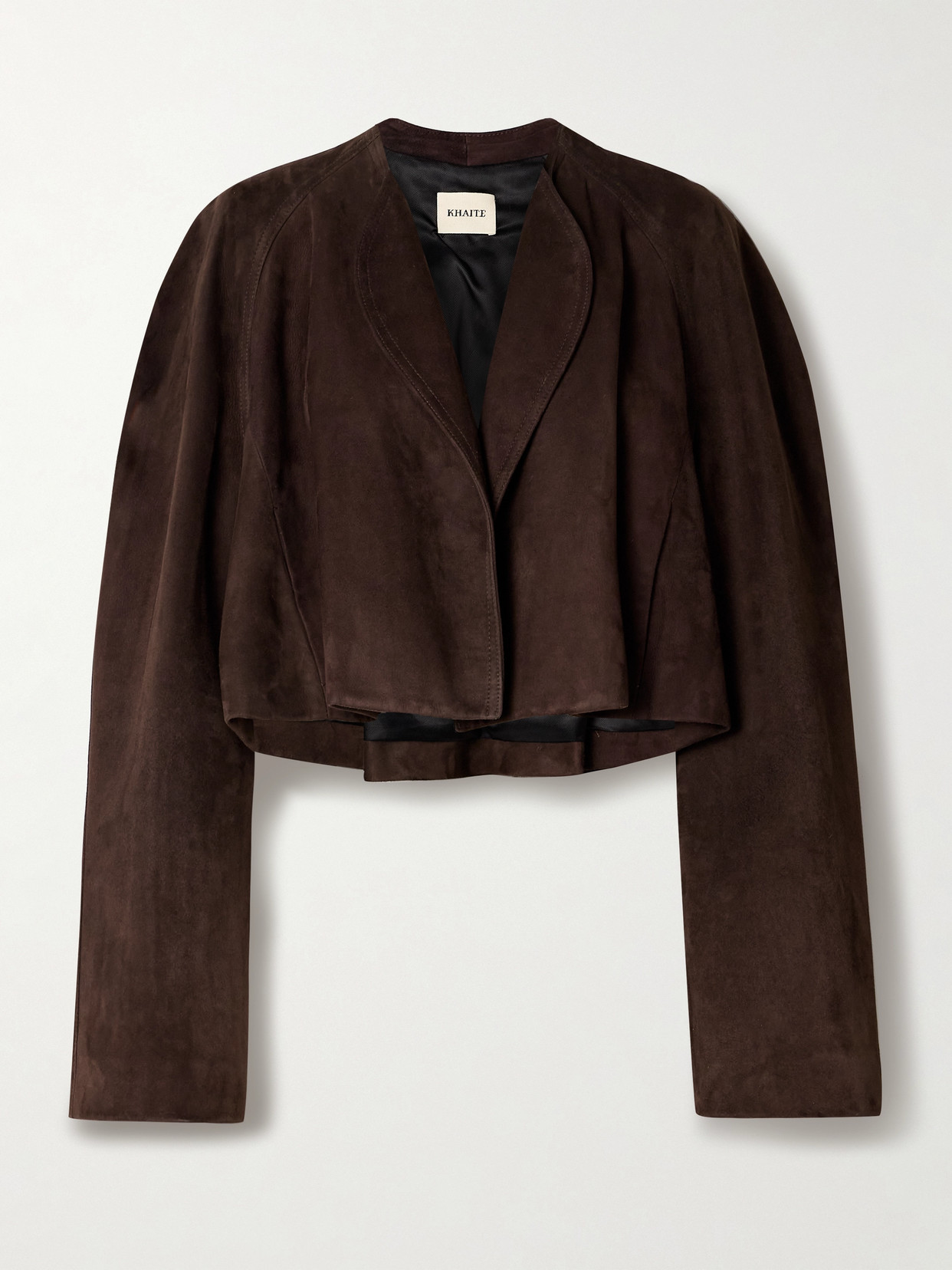 KHAITE - Garothy Cropped Suede Jacket - Brown | NET-A-PORTER (US)