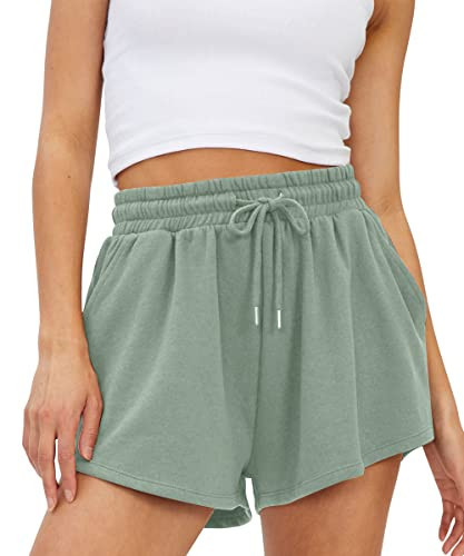 Trendy Queen Womens Sweat Shorts Casual Summer Comfy Lounge Athletic Shorts Elastic Cotton Running Shorts Greygreen XL | Amazon (US)
