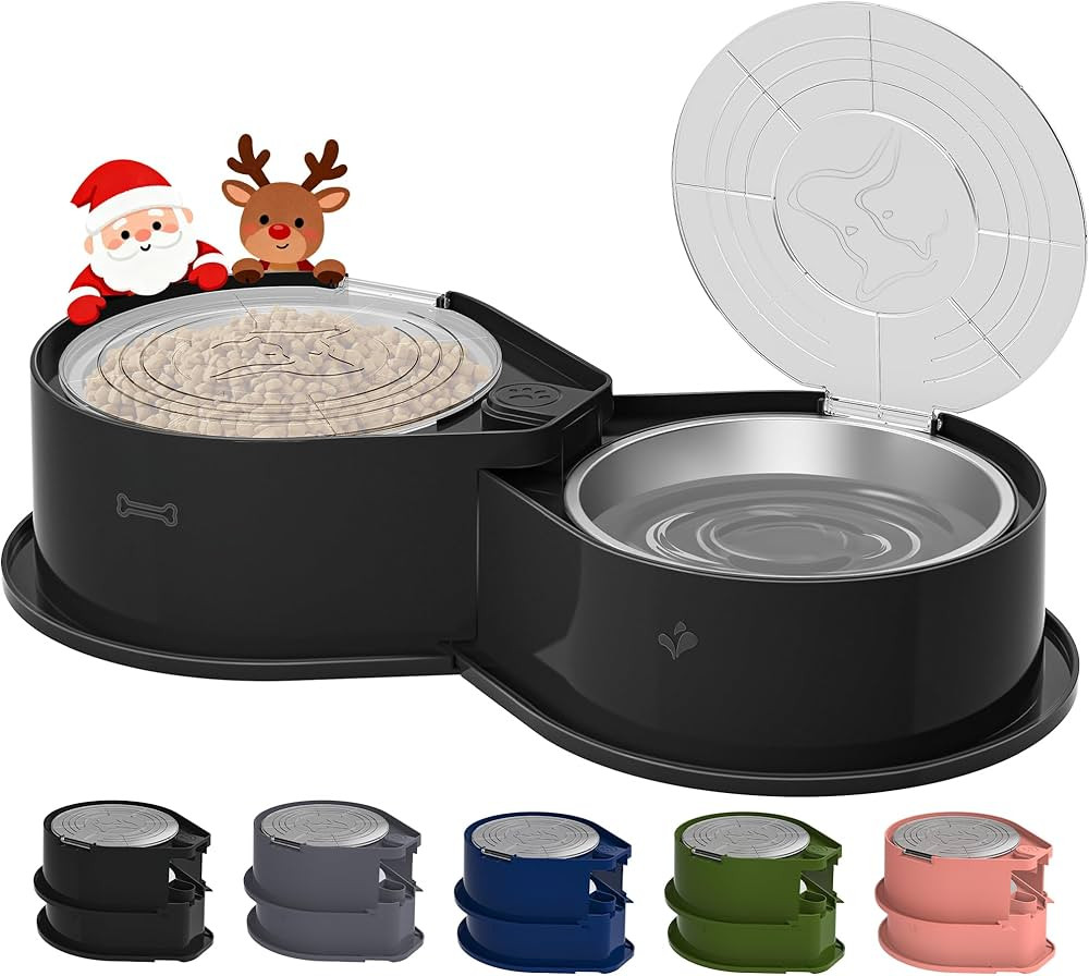 Stainless Steel Dog Bowl Set with Lids, 304 Metal Dual Food & Water Bowls for Dogs & Cats, Foldab... | Amazon (US)