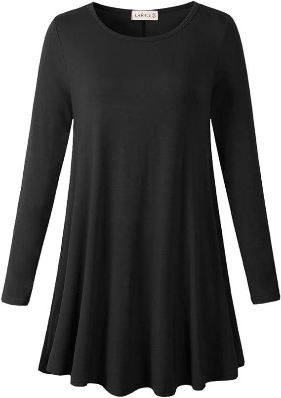 LARACE Plus Size Tunic Tops for Women Long Sleeve Swing Shirt Loose Fit Flowy Clothing for Leggin... | Amazon (US)