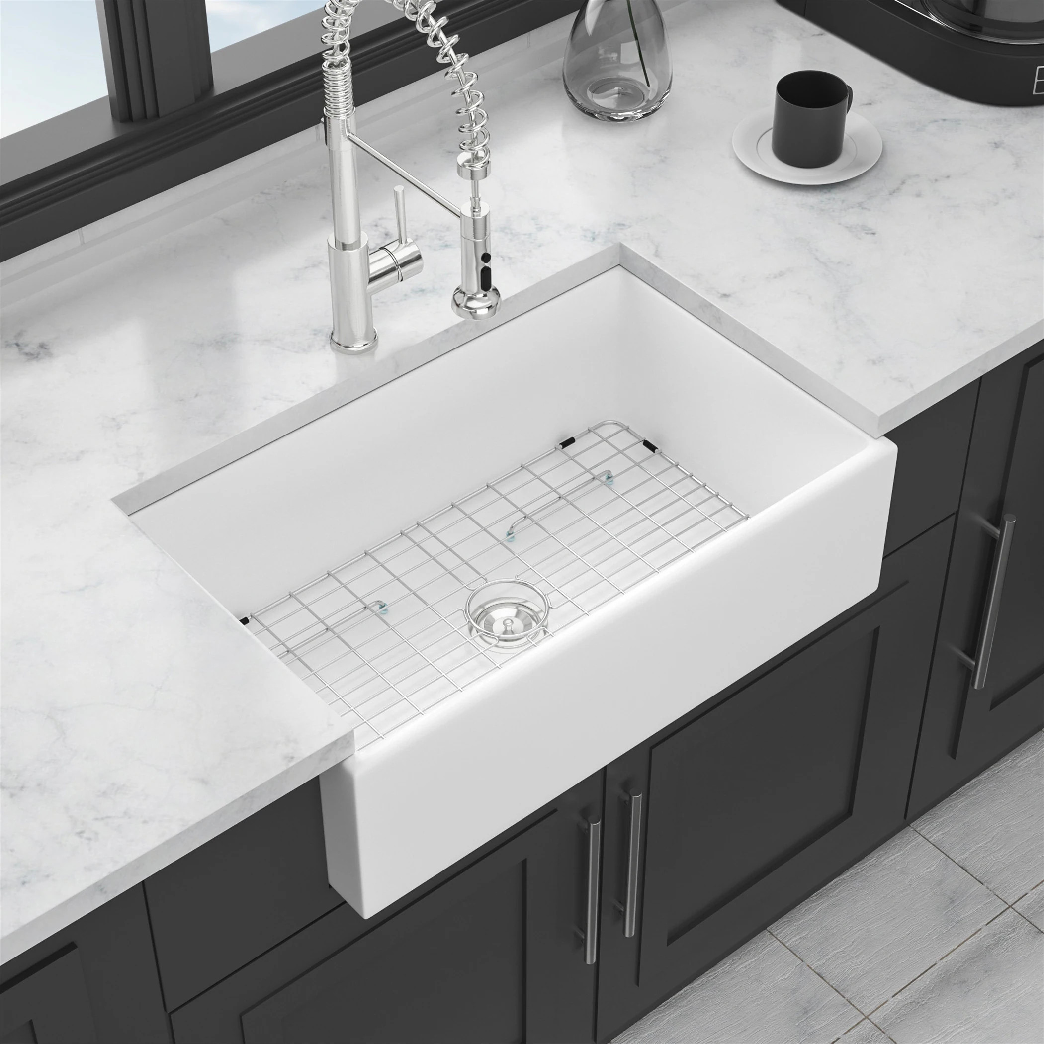White Farmhouse Sink - 30" Kitchen Sink White Undermount Single Bowl | Bed Bath & Beyond