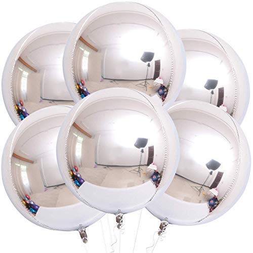 KatchOn, Large Metallic Silver Balloons - Pack of 6 | 4D Round Silver Foil Balloon for New Years ... | Amazon (US)
