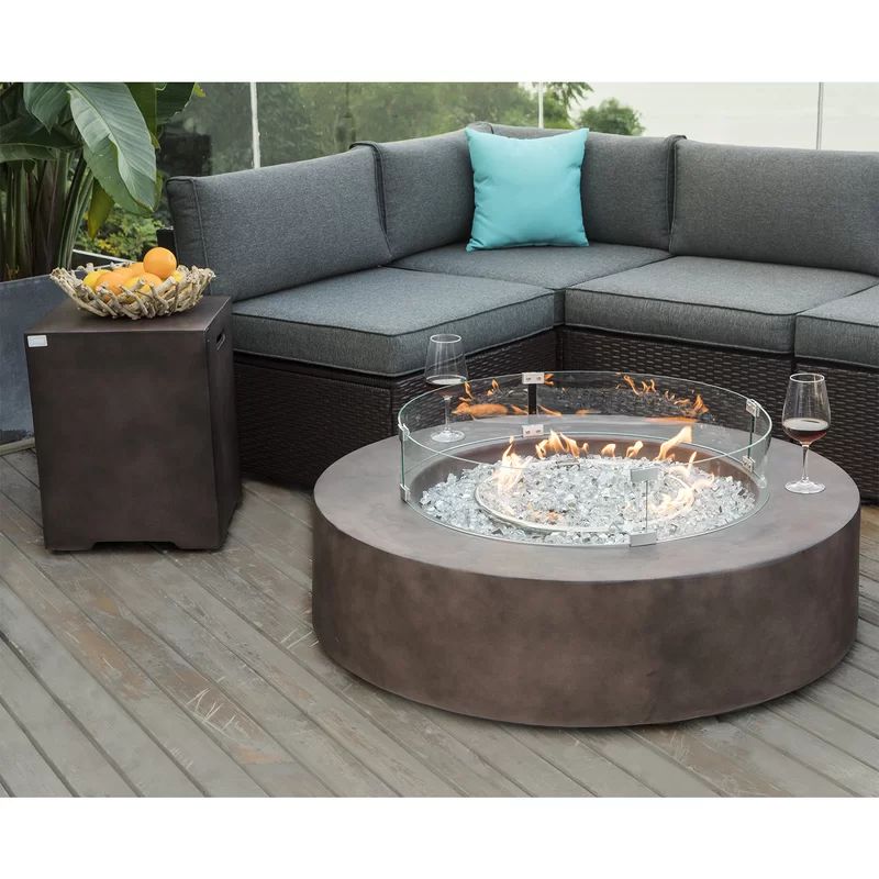 Sonder Sandstone 19'' H x 42'' W Magnesium Oxide Propane Outdoor Fire Pit Table | Wayfair North America