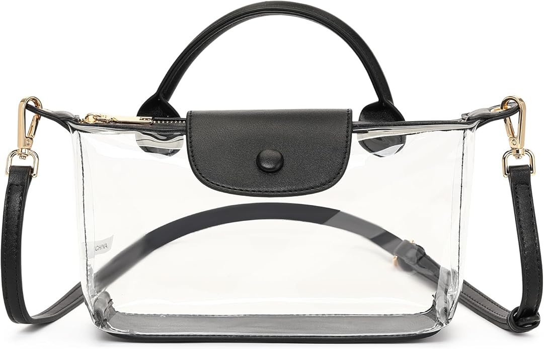 FALAN MULE Clear Crossbody Bag Stadium Approved Leather Purse Bag for Concerts Sports Festivals | Amazon (US)