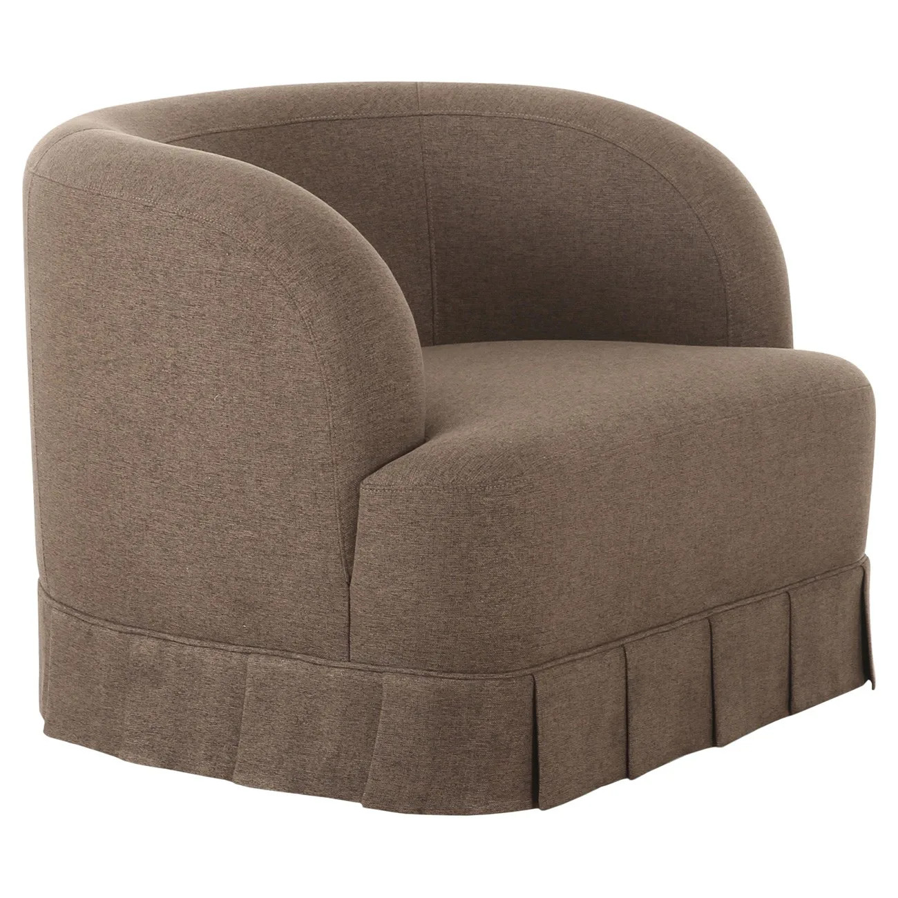 Marie Updated Traditional Brown Pleated Swivel Barrel Chair | Kathy Kuo Home