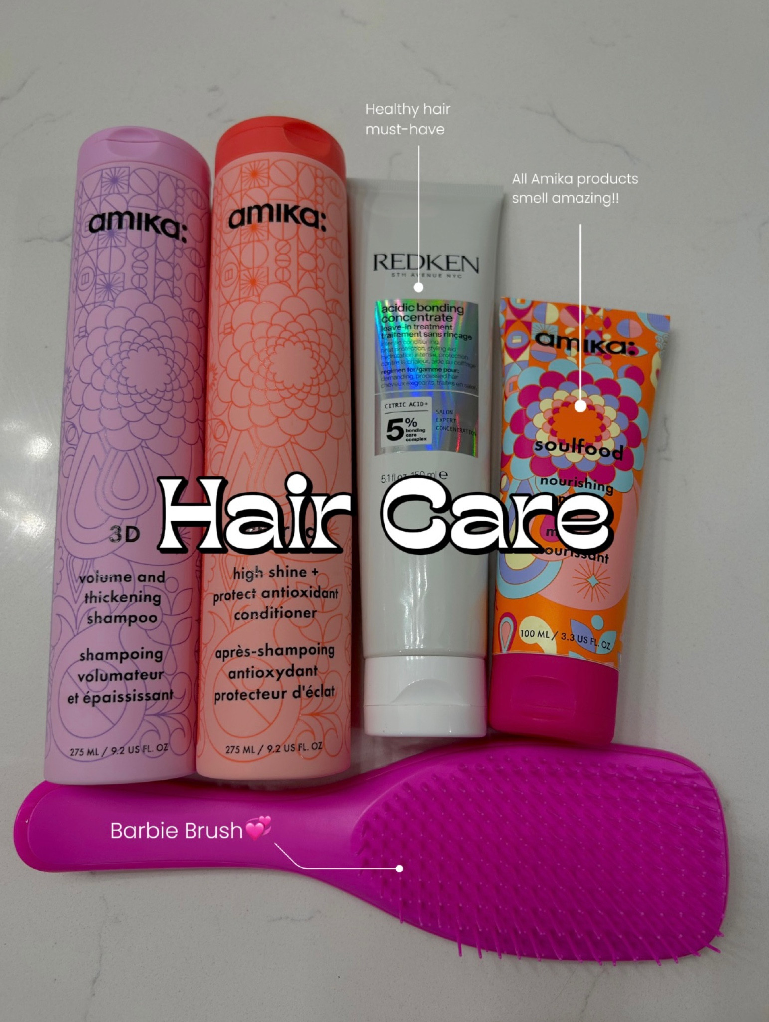 My current favorite Hair Care! 
I’ve been obsessed with Amika lately- all of their products smell amazing and have the cutest packaging!! 💞
Also been loving this Barbie inspired Tangle Teezer brush! It works so well and is easier to clean than regular brushes, so my hair gets less greasy. 

#LTKunder50 #LTKFind #LTKbeauty