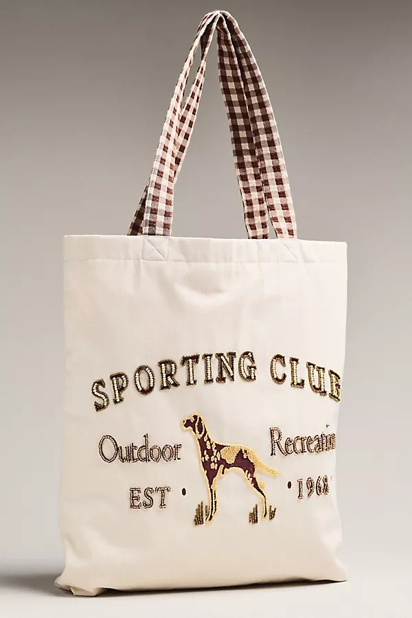 Printed Beaded Canvas Tote Bag | Anthropologie (US)