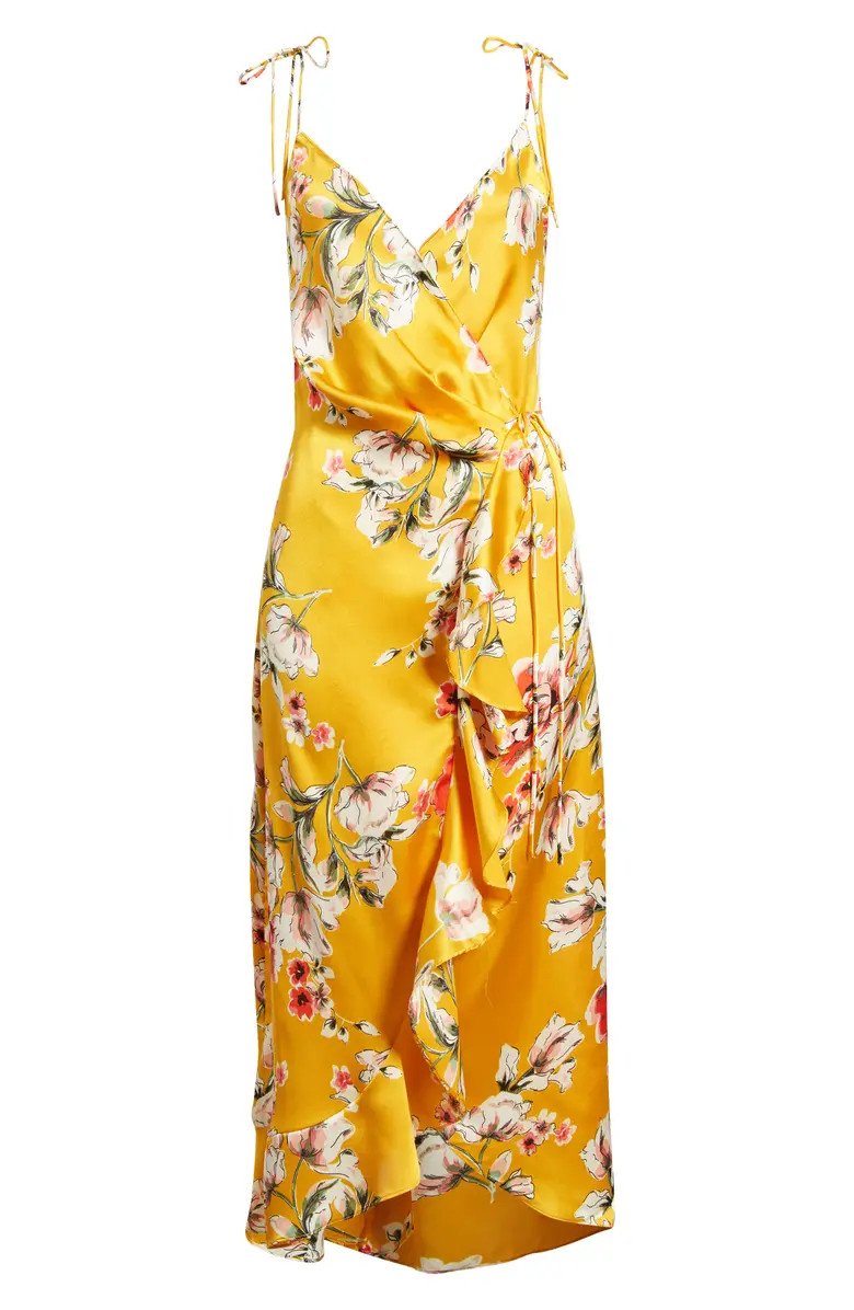 Floral Satin Wrap Dress | Nordstrom