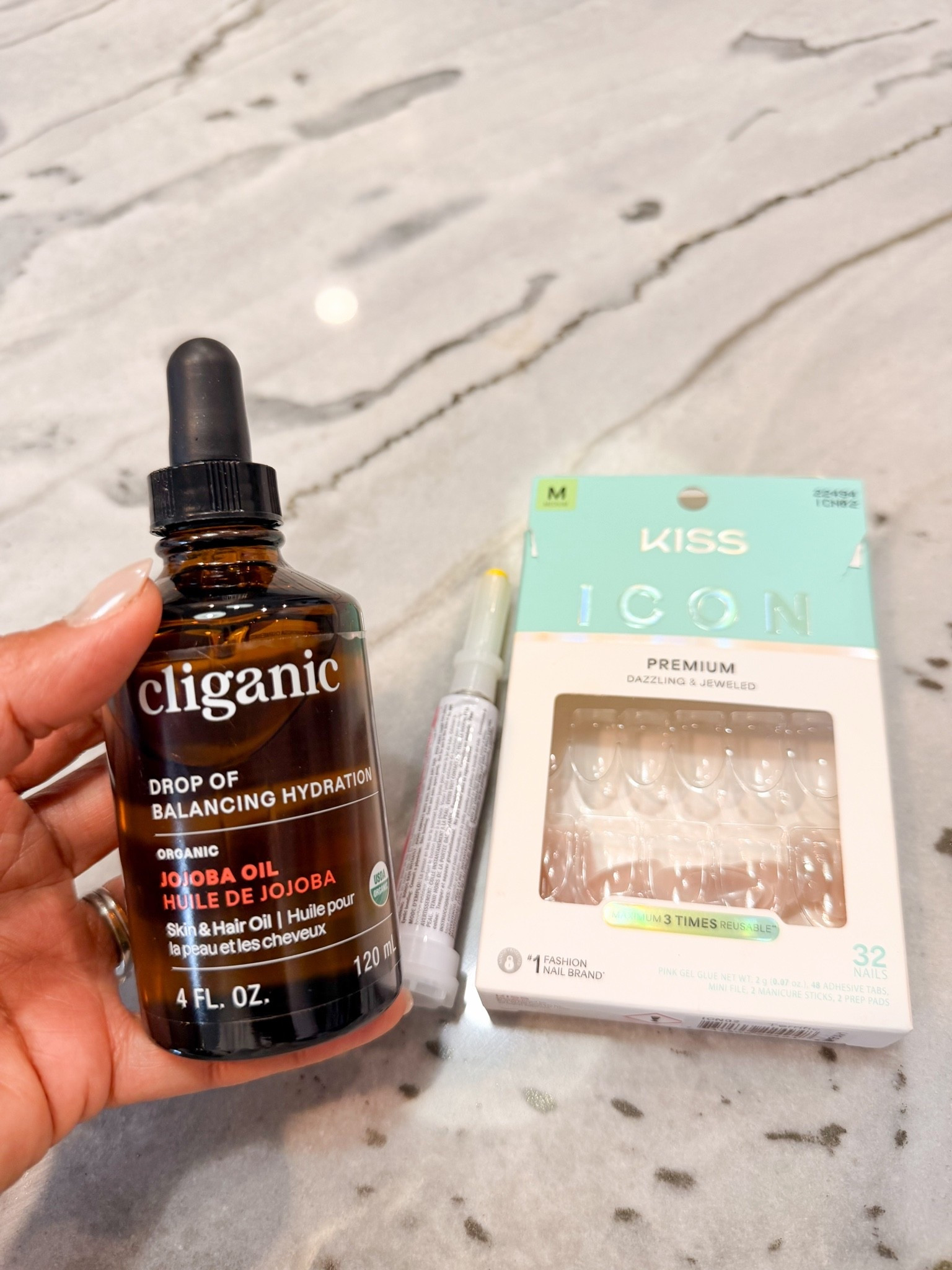 Nail care:
I apply JoJoba Oil several times  a day to nails bed, cuticle, whole nail(massage it gently).
Press on nail and nail glue I use.