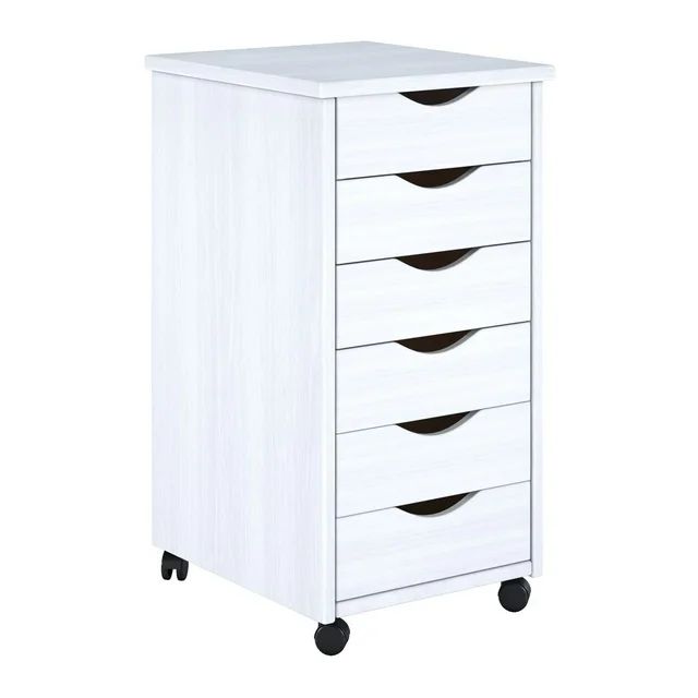 Adeptus Original Roll Cart, Solid Wood, 6 Drawer Roll Cart, White  (13.4" L x 15.4" W x 25.4" H) | Walmart (US)