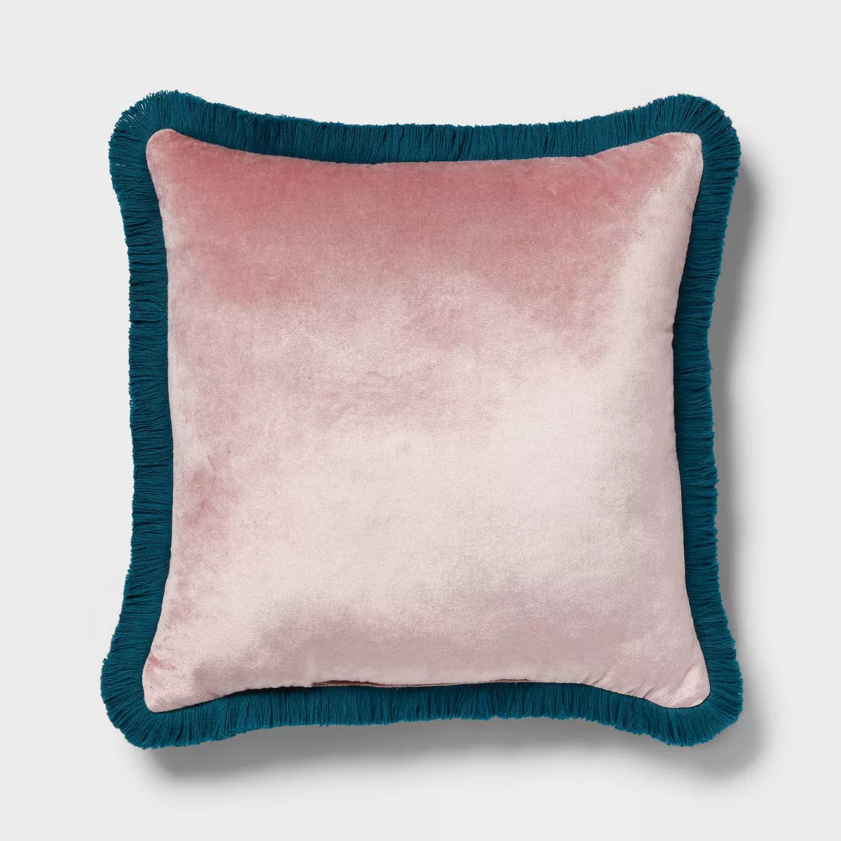 Velvet Contrast Fringe Dec Pillow Square Mauve/Teal Blue - Threshold™: Indoor Viscose/Cotton Bl... | Target