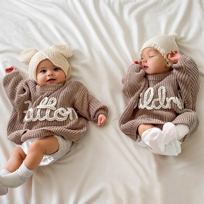 Personalized Baby Name Sweater, Custom Knit Sweater, Newborn Sweater With Name, Hand-embroidered ... | Etsy (US)