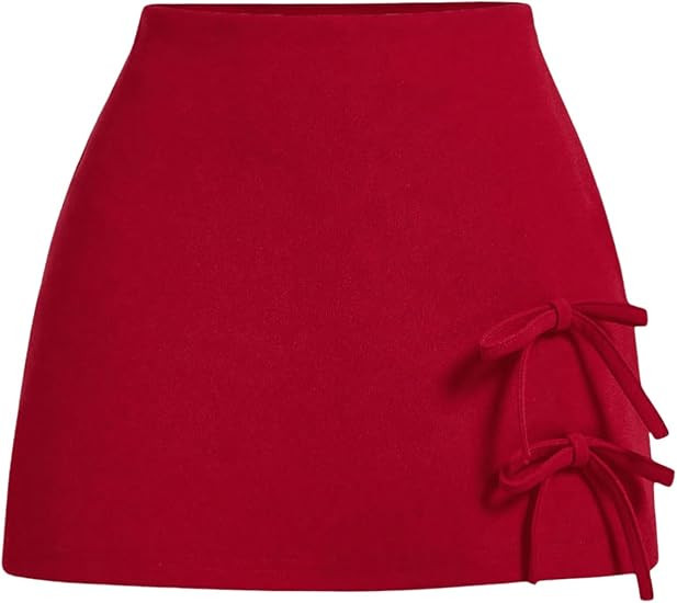 Floerns Women's Solid Bowknot Front High Waist Skorts Zipper Side Wide Leg Party Shorts | Amazon (US)