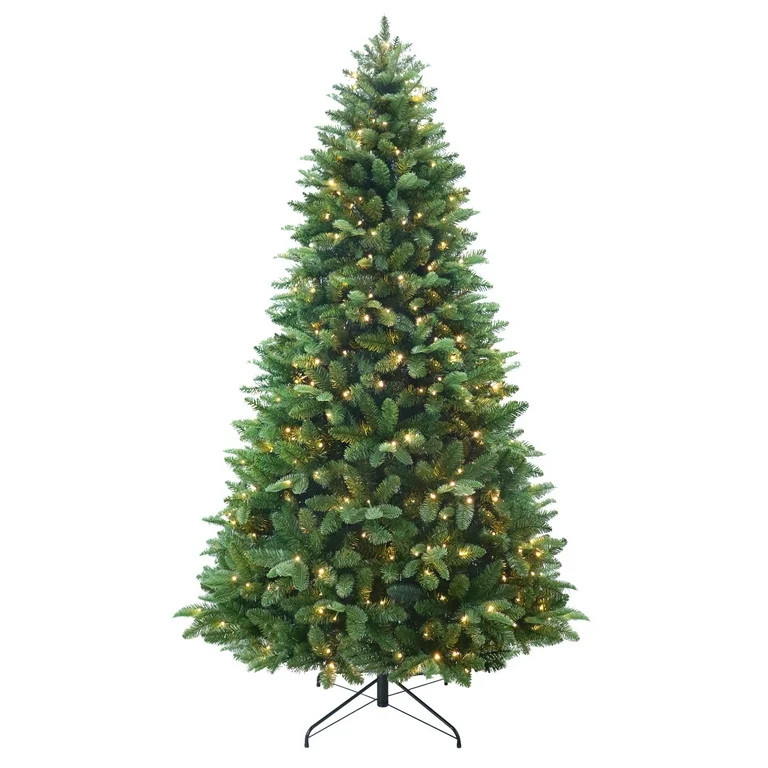 7.5 ft Pre-Lit Amherst Spruce Green Artificial Christmas Tree, 400 Color-Changing LED, by Holiday... | Walmart (US)