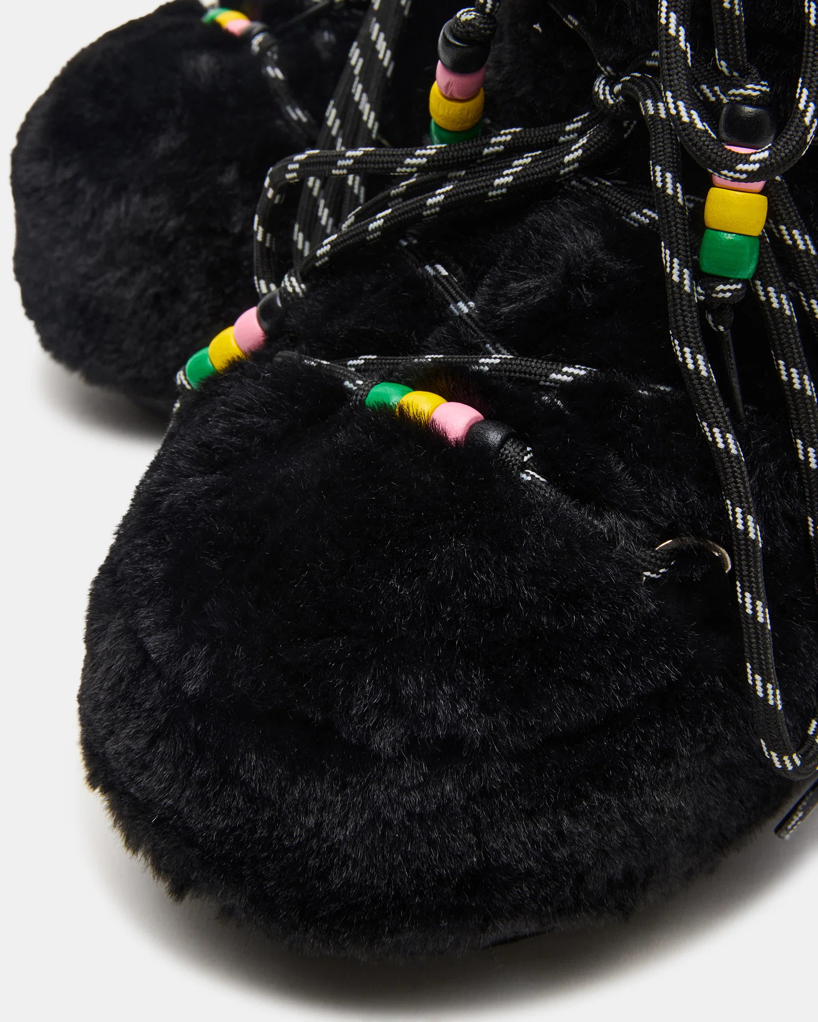 MIRO Black Faux Fur Chunky Lace-Up Women's Bootie | Steve Madden (US)