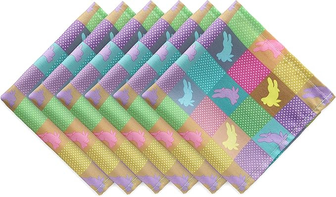 LUSHVIDA Easter Checkered Napkin - Easter Rabbits Printed Plaid Spring Seasonal Holiday Decorativ... | Amazon (US)