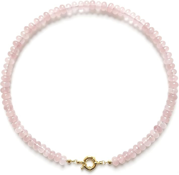 Beaded Necklaces for Women, Colorful Gemstone Bead Boho Choker, Natural Stone Handmade Fashion Su... | Amazon (US)