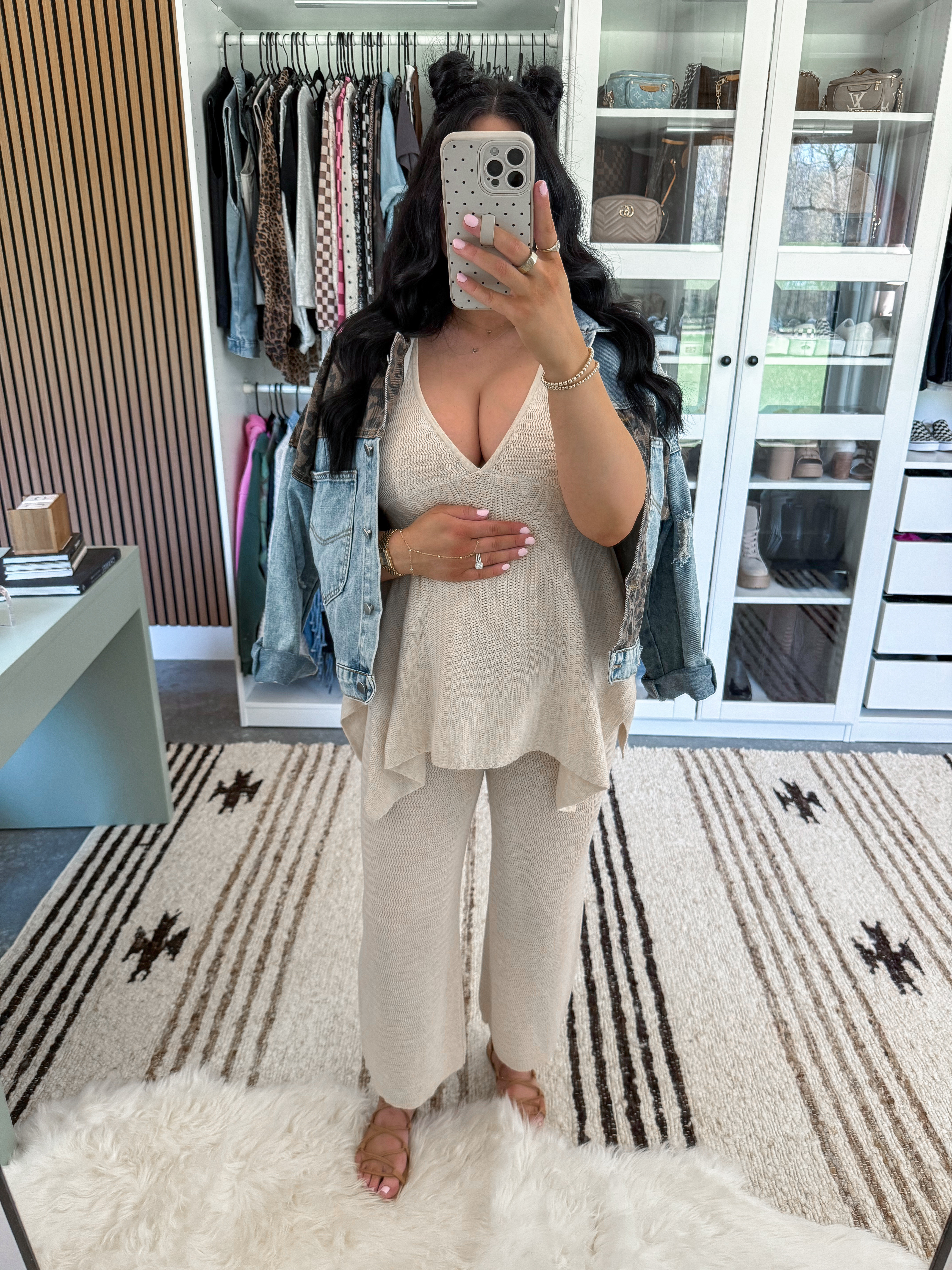 Knit Set - small (works great with the bump!)
Denim Jacket - sized up to a large for a more oversized fit

 

 #LTKootd #LTKBump