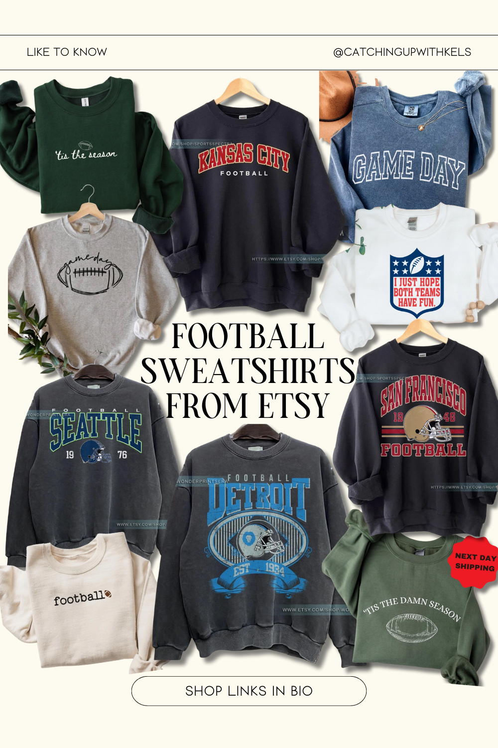 Game day, but make it cozy 🏈✨ These Etsy football sweatshirts are the perfect mix of comfort and team spirit—snag yours and cheer in style! #EtsyFinds #GameDayVibes #FootballSeason 

 