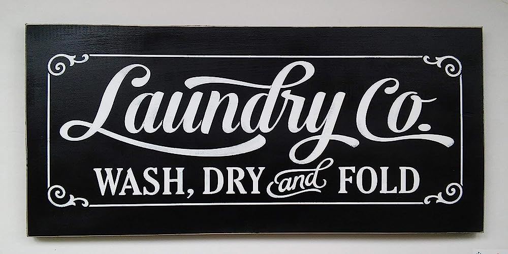 Laundry Co. Wash Dry and Fold Hand Painted Wood Sign Made In USA | Amazon (US)