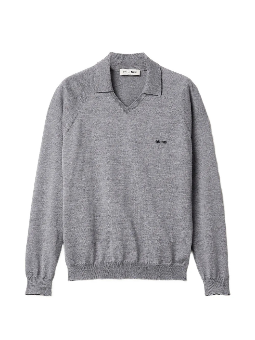 Miu Miu intarsia collared sweater - Grey | Farfetch Global