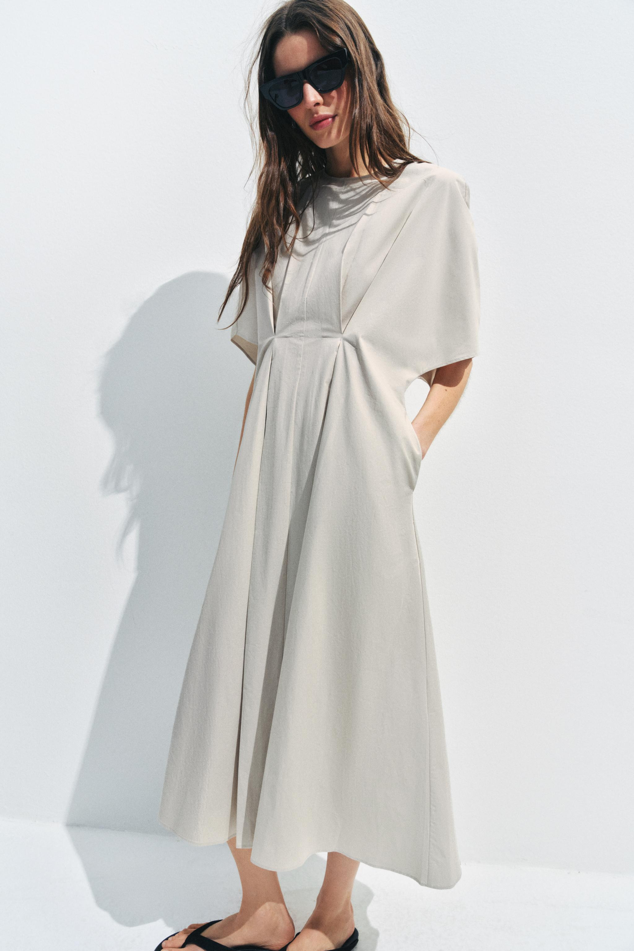 ZW COLLECTION PLEATED POPLIN DRESS | Zara US