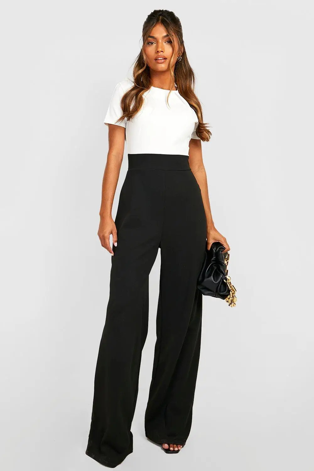 Multi Contrast Wide Leg Jumpsuit | Boohoo USA | boohoo (US & Canada)