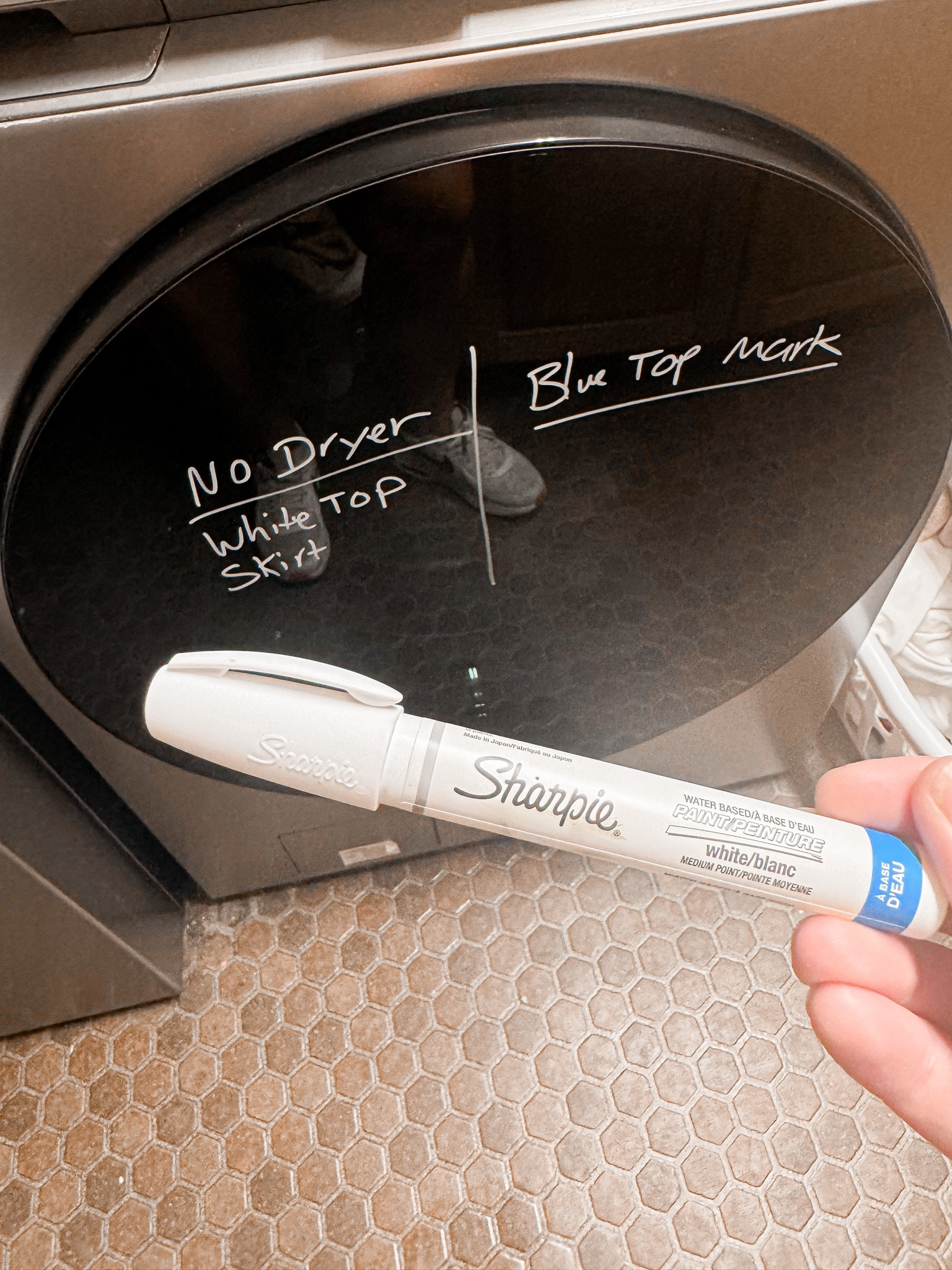 🧺 Simplify your laundry routine with this quick tip! Use a paint pen to write down the items you want to double-check or keep out of the dryer—right on your washing machine. No more guessing which clothes need special care! These pens wipe off effortlessly with a little glass cleaner, even after a few days. With a range of colors available, you'll find the perfect match for your washer. Protect your clothes and make laundry day a breeze! 🖊️ 

#LTKFindsUnder50 #LTKHome #LTKFamily