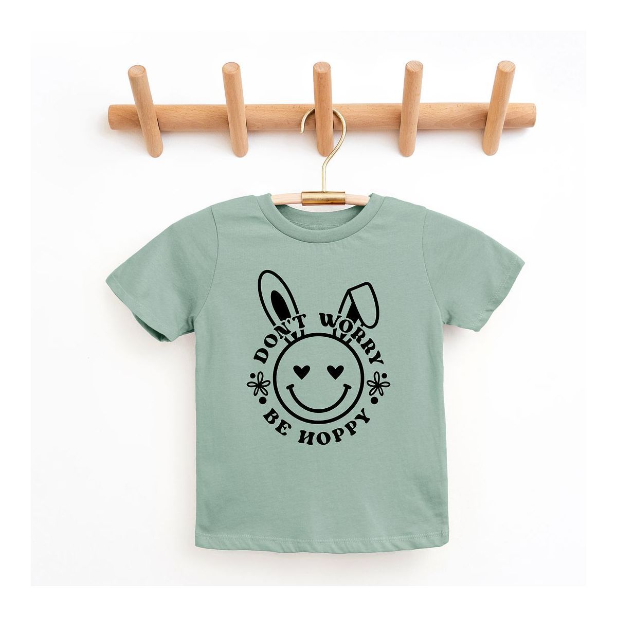 The Juniper Shop Don't Worry Be Hoppy Smiley Bunny Youth Short Sleeve Tee | Target