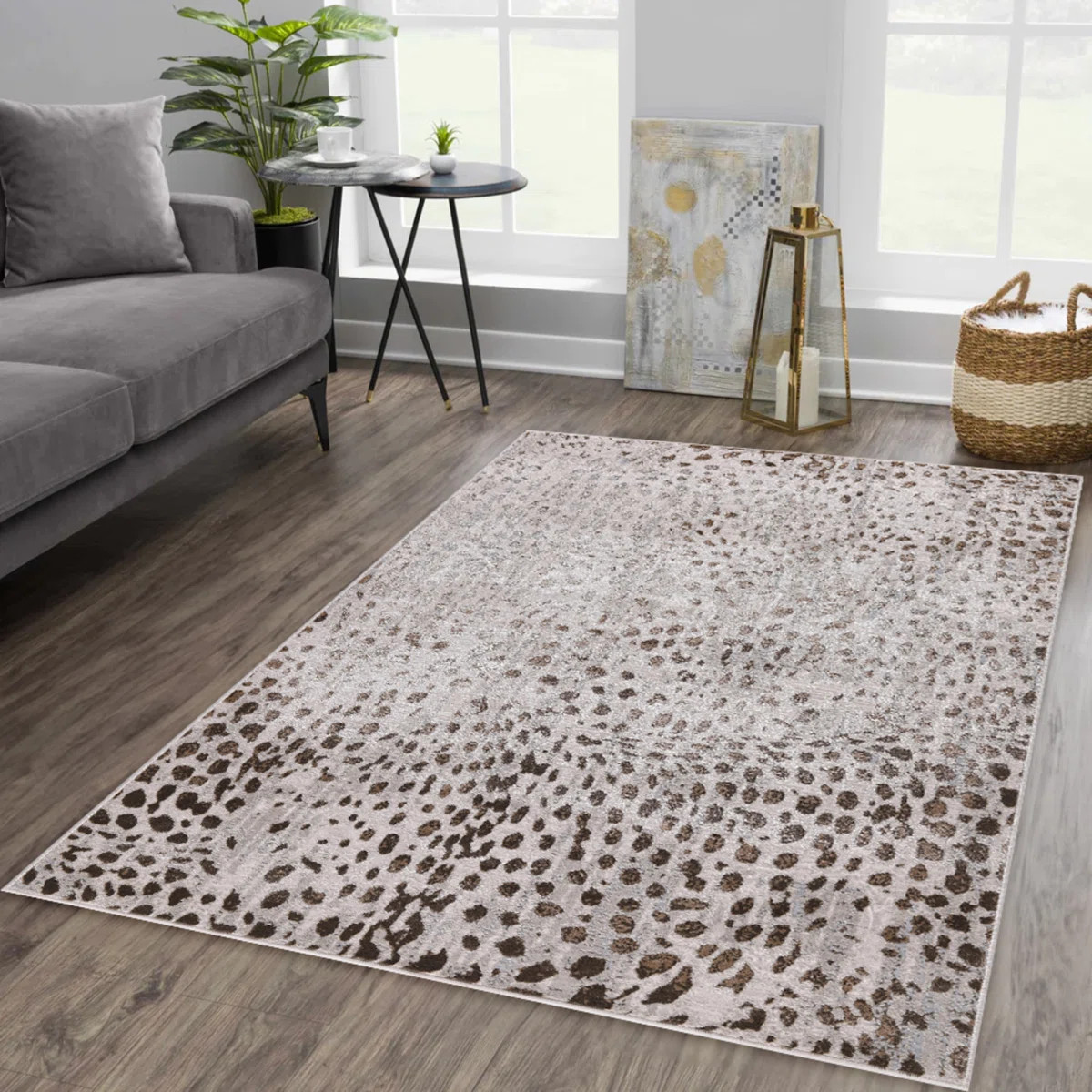 Nevada Collection Animal Printed Beige and Gold Rug | Wayfair North America