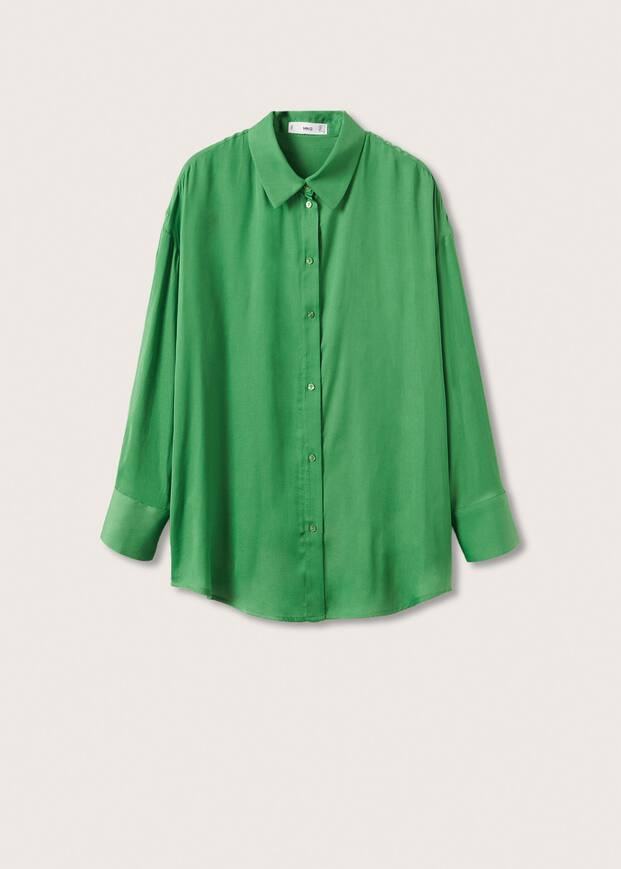 Oversized satin shirt | MANGO (US)