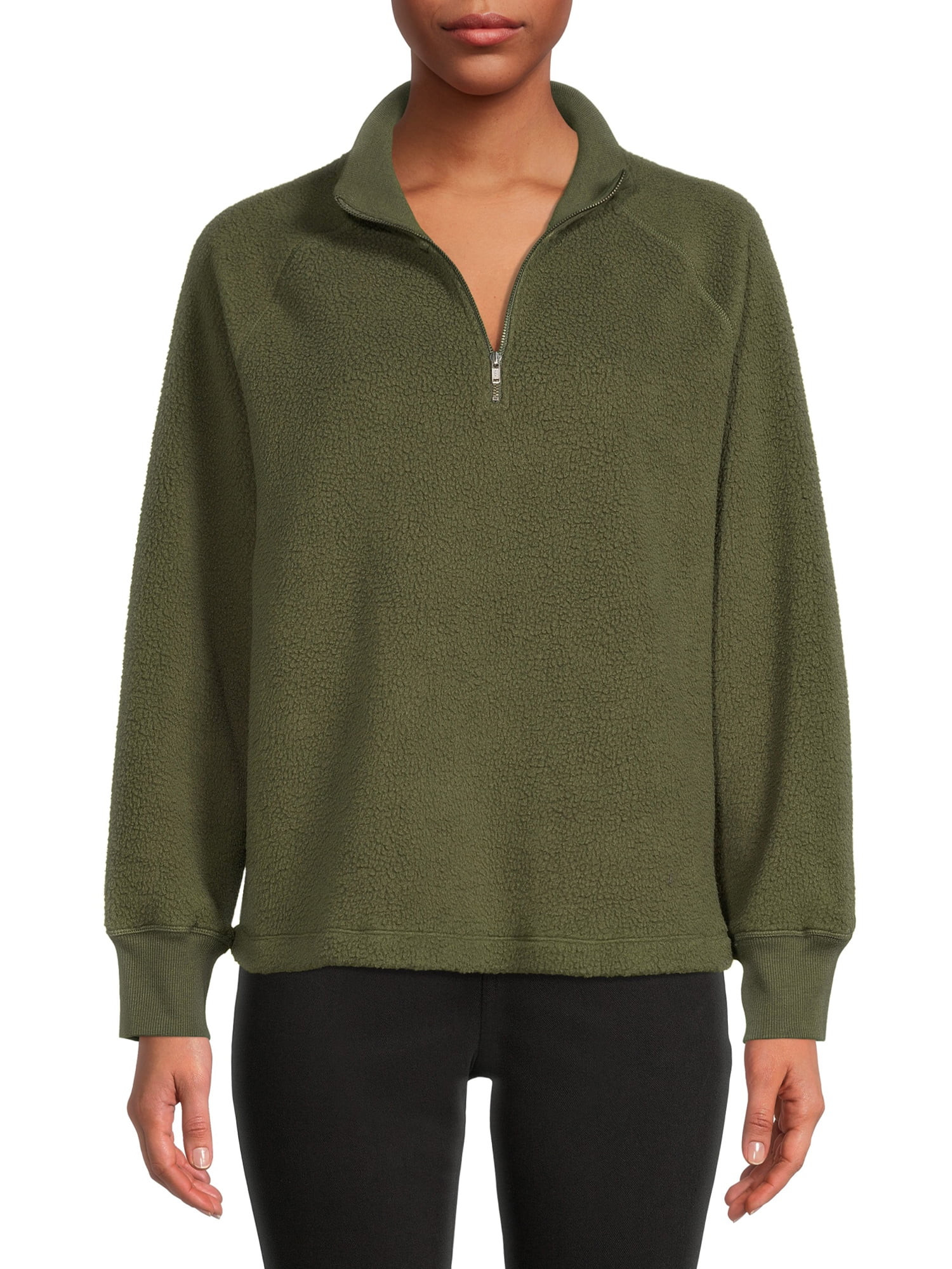 Time and Tru Women's Faux Sherpa Pullover Sweatshirt | Walmart (US)