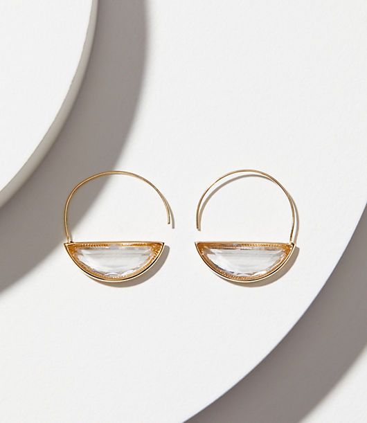 LOFT Stone Pull Through Hoop Earrings | LOFT