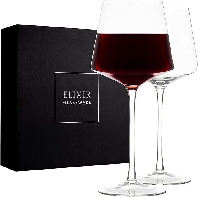 Modern Red Wine Glasses Set of 2 – Hand Blown Crystal Wine Glasses – Tall Long Stem Wine Glas... | Amazon (US)