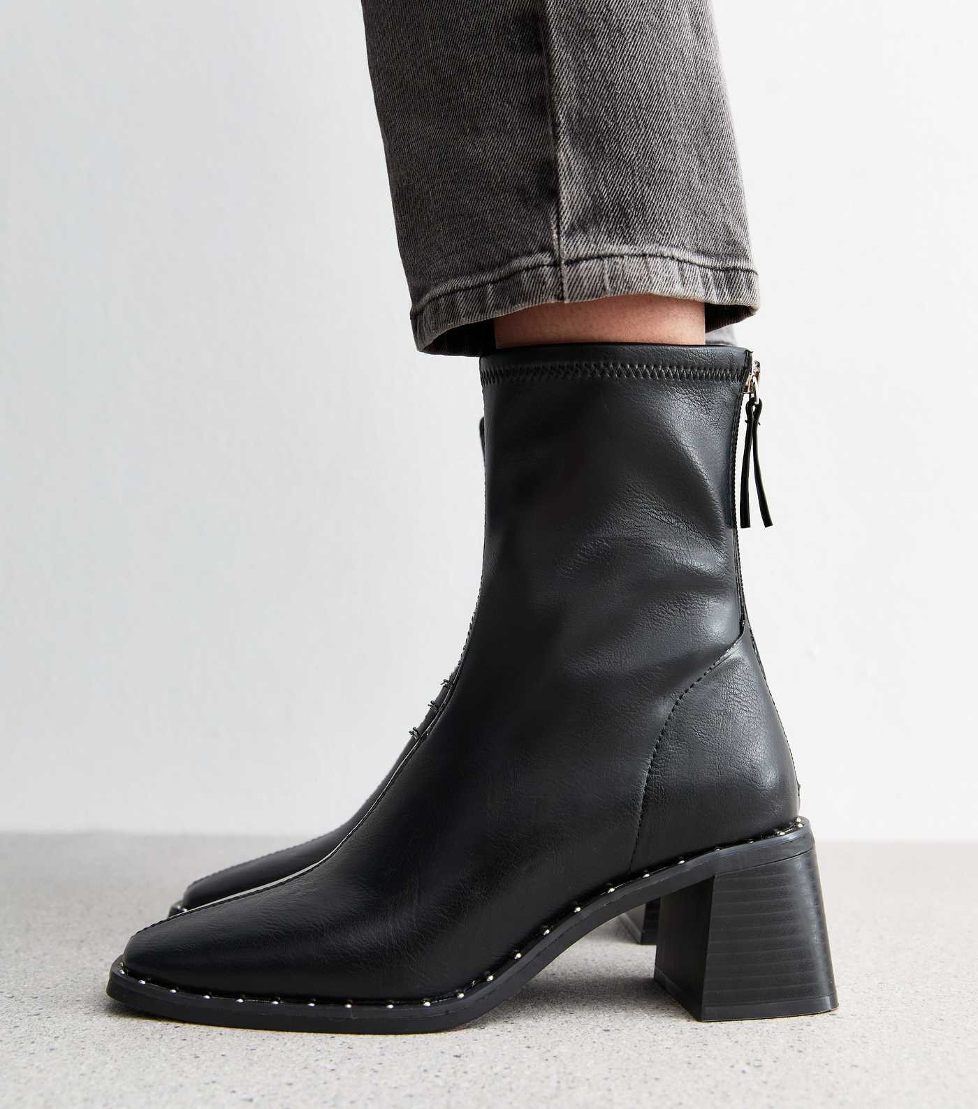 Black Studded Faux Leather Heeled Boots
						
						Add to Saved Items
						Remove from Saved I... | New Look (UK)