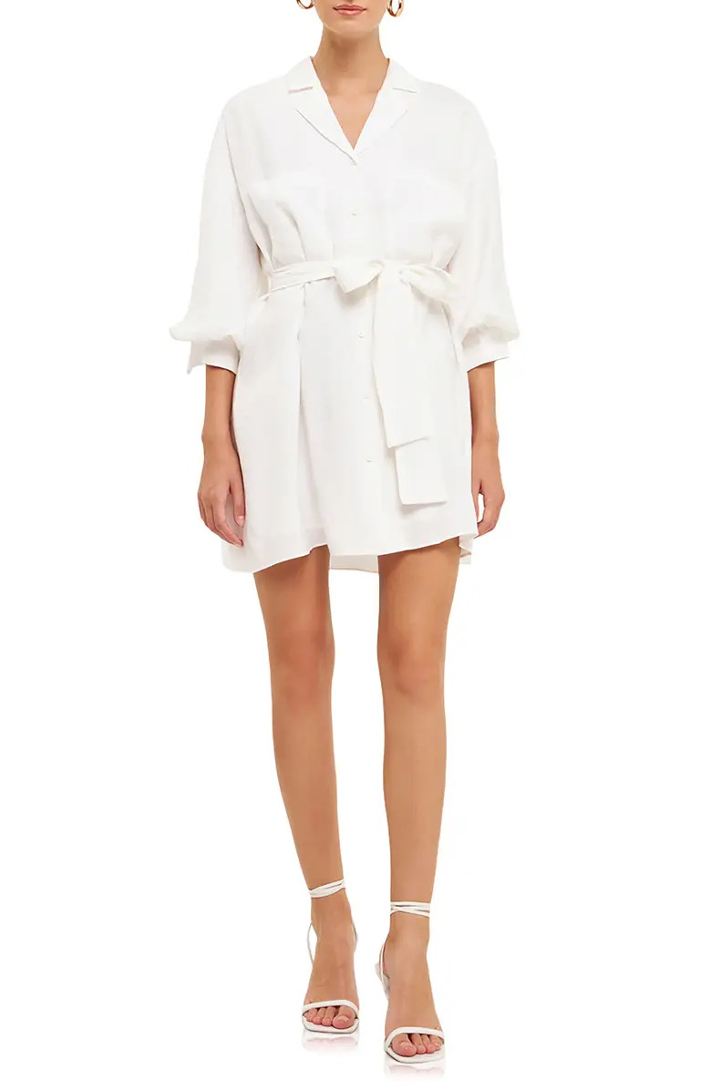 Endless Rose Tie Waist Mini Shirtdress | Nordstrom | Nordstrom