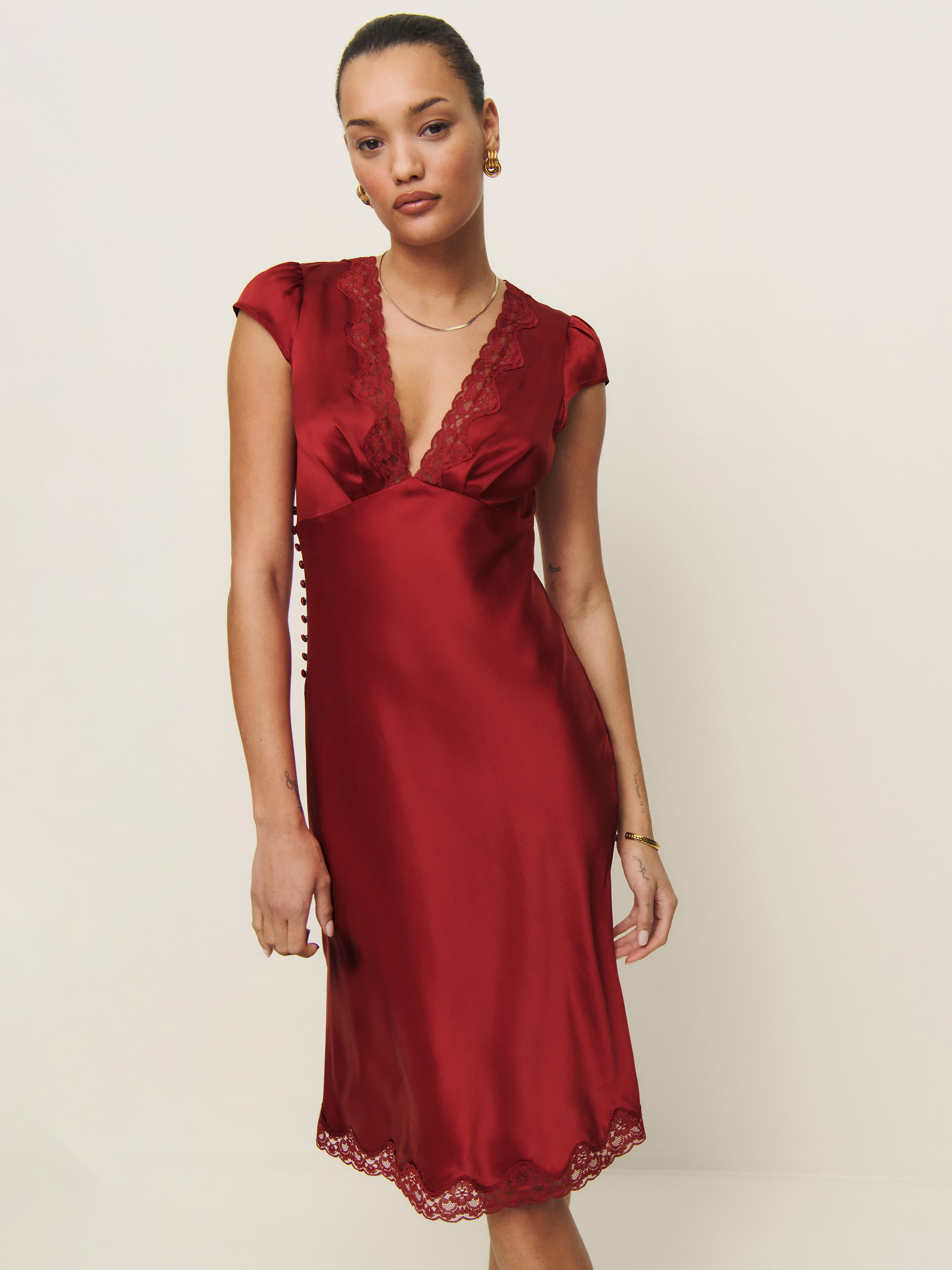 Reformation Florence Silk Dress Red 12 | Reformation (Global)