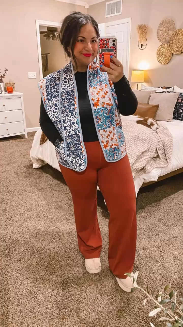 Layering up in this adorable floral quilted vest! 🌸 Perfect for adding a pop of color to any outfit while staying cozy. Who else loves mixing style with comfort?

slippers: fit true to size // wearing a 5
pants: fit true to size // wearing a large
long sleeve: fits true to size // wearing a medium
vest: fits small // wearing a large 

 #LTKWatchNow #LTKFindsUnder50 #LTKStyleTip