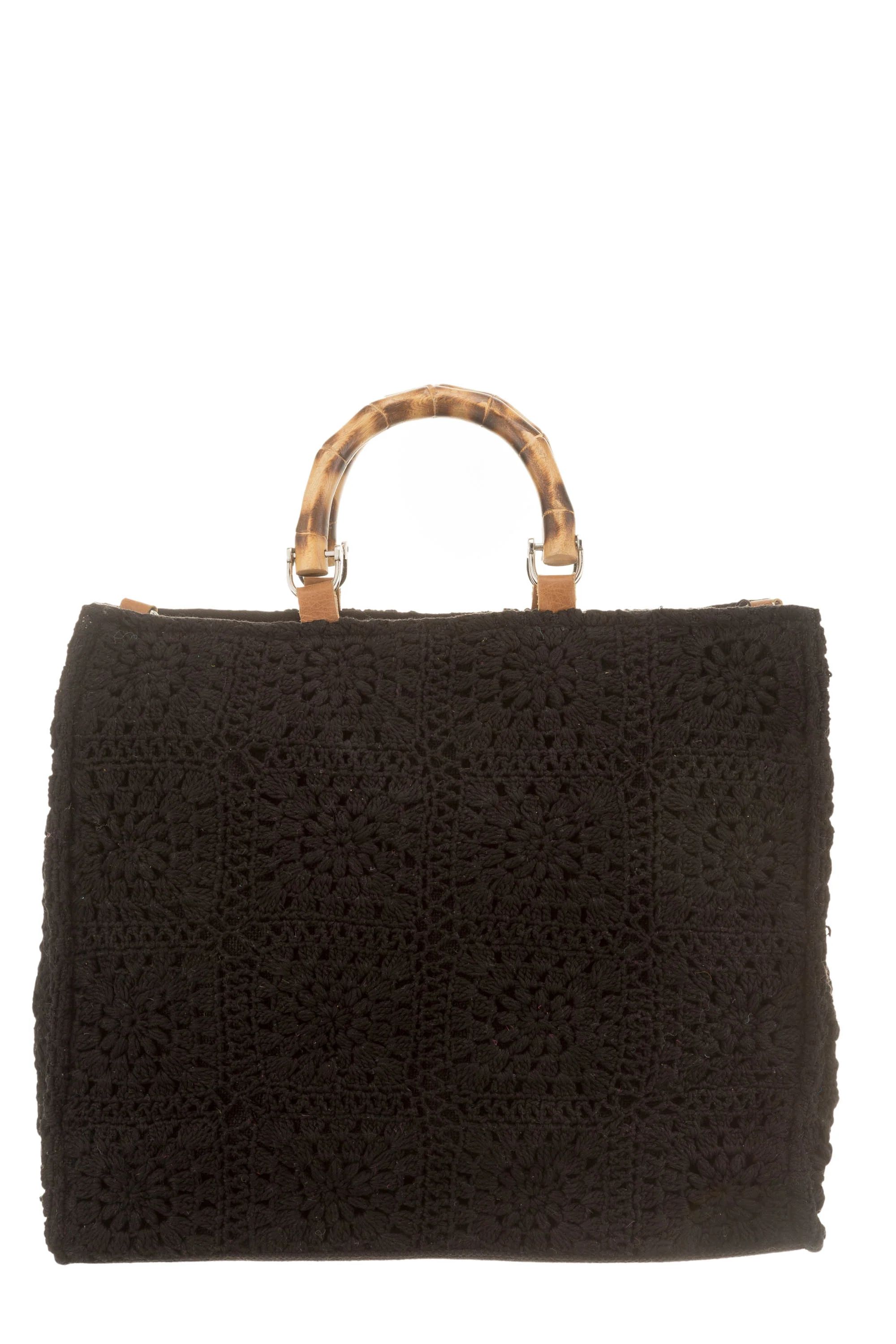 Alex Max Floral Knit Handle Bag in Black Lord & Taylor | Lord & Taylor