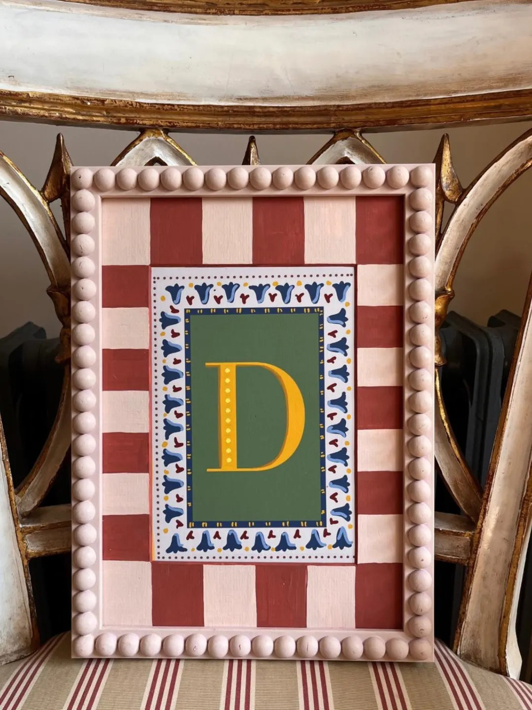 Block Print Border Wall Art | Personalised Letter Print Green | A5 A4 A3 | Personalized Gift - Et... | Etsy (US)