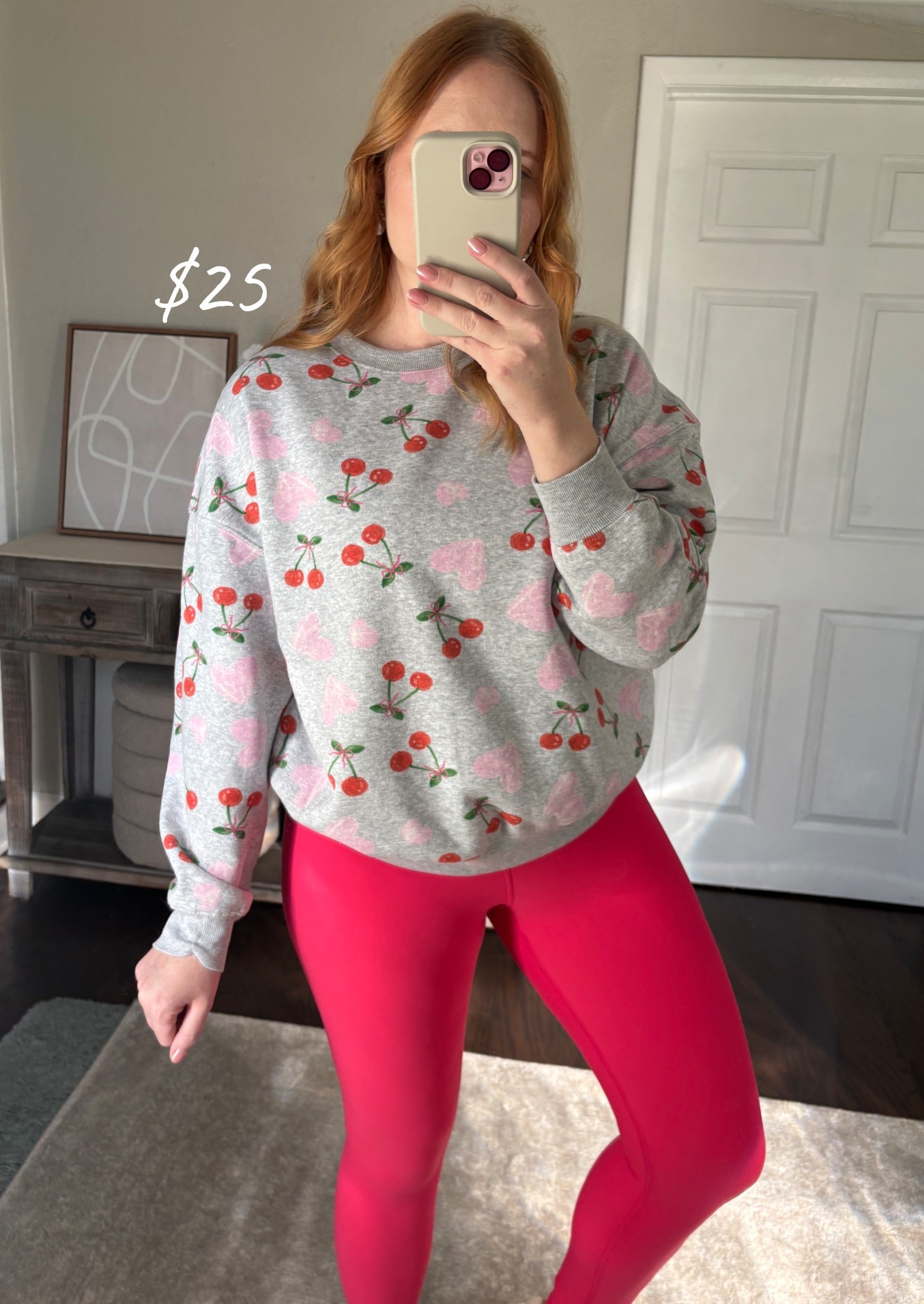 Women's Cherry Heart Fleece Graphic Pullover Sweatshirt - Heather Gray - Size Medium 

#LTKmorningroutine #LTKootd #LTKfitnessgoals