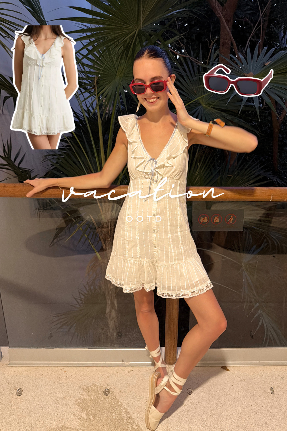 WHITE MINI DRESS = SPRING BREAK ESSENTIAL 🤍 

If you’re planning Spring Break 2026, this is the dress. A romantic white ruffle mini that feels feminine, flirty, and effortlessly chic.

Paired with:
– Bold red trendy sunglasses
– Neutral espadrille wrap sandals
– Minimal jewelry

It’s giving Euro summer, Amalfi Coast, and golden hour vacation content energy. This is one of those dresses you’ll wear all summer, beach dinners, graduation parties, bridal events, and travel days.

Linked from American Eagle ✨

Search terms you need:
spring break 2026 outfit, white mini dress outfit inspo, beach vacation dresses, Europe summer fashion 2026, romantic summer outfits

Shop now before spring inventory starts selling out 🤍 

 #LTKootd #LTKSeasonal #LTKTravel