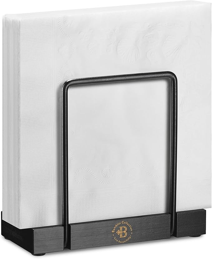 Napkin Holder for Table - Modern Black Napkin Dispenser, Bamboo and Iron Design, Non-Slip, Suitab... | Amazon (US)
