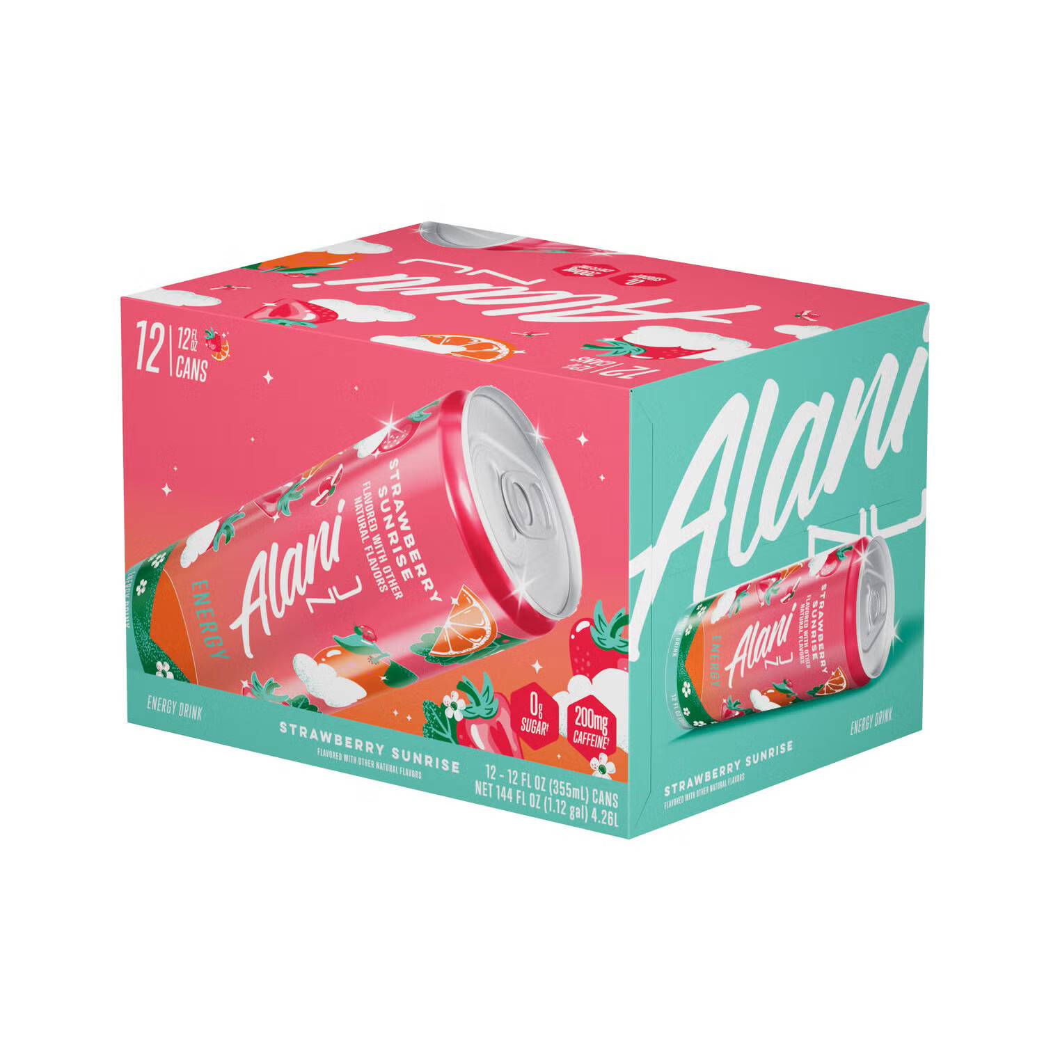 Alani Nu Energy Drink Vegan - Strawberry Sunrise Vegan - 12Oz. (12 Cans) | GNC