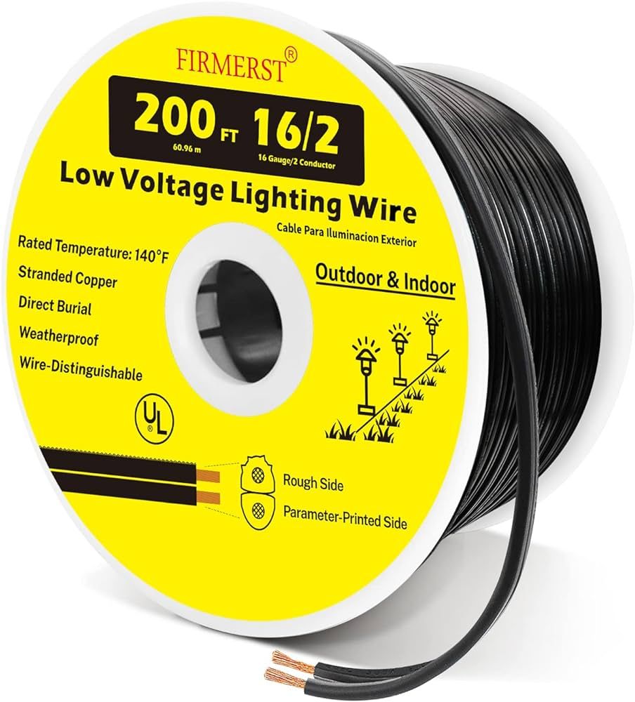 FIRMERST 16/2 Low Voltage Landscape Wire Outdoor Lighting Cable UL Listed 200 Feet | Amazon (US)