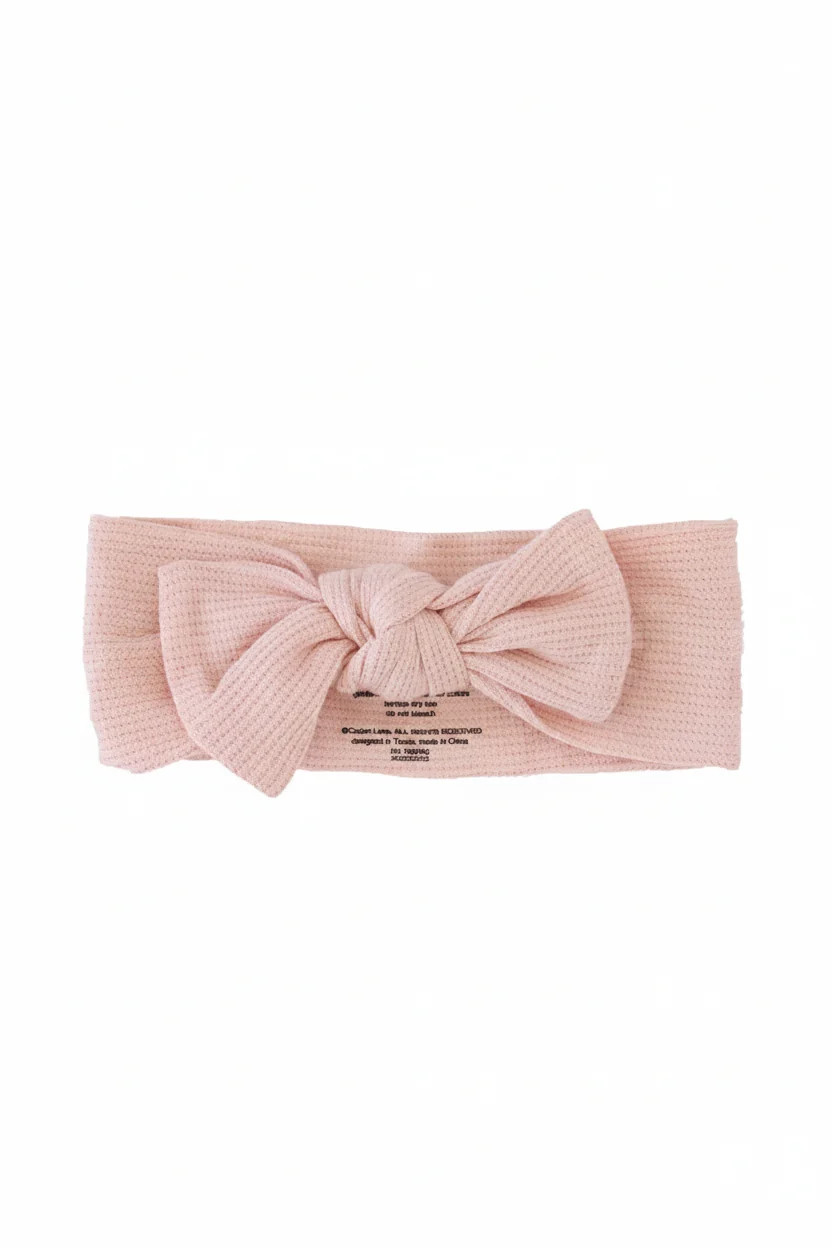 Lovely Pink Waffle Bamboo Knit Large Bow Headwrap | Caden Lane