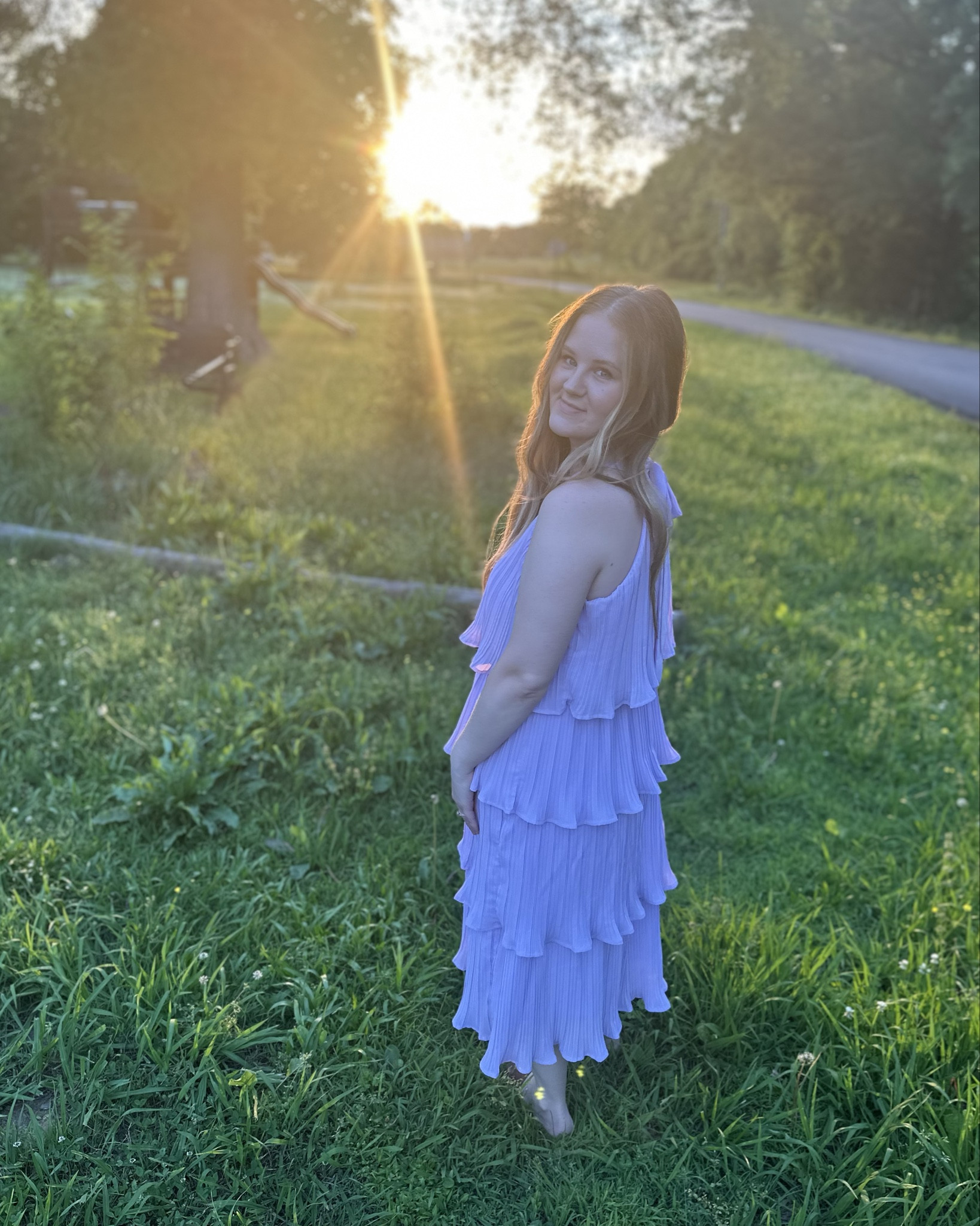 The prettiest summer dress for any occasion, wedding guest dress vacation outfit vacation dress baby shower guest dress graduation dress, the list goes on! Mommy pooch approved so flowy and like a dream! 🪻🪻🪻 wearing a size small true to size 5’4 140lbs Amazon fashion Amazon style 

#LTKWedding #LTKFindsUnder50 #LTKStyleTip