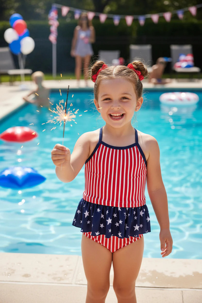 Two Piece Strappy Tankini | Stars & Stripes Party | Caden Lane