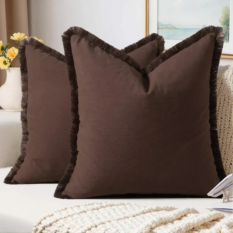 Sanmadrola Throw Pillow Covers Decorative Linen Fringe Throw Pillow Covers Cozy Boho Farmhouse Cu... | Walmart (US)