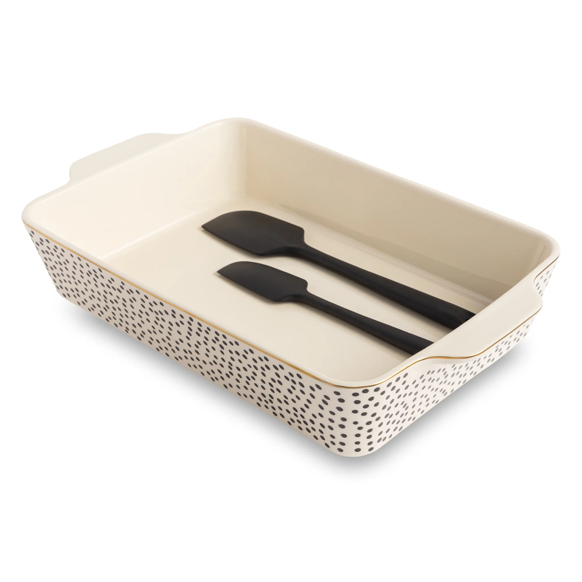 Thyme & Table Ceramic Baking Dish with Silicone Spatulas, Dot Pattern | Walmart (US)
